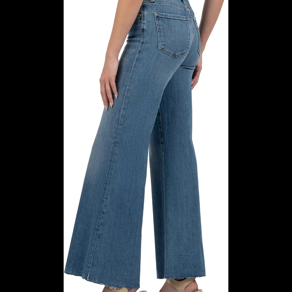 Kut from the Kloth High-Rise Wide Leg Jeans in Medium Blue Denim - Picture 2 of 7